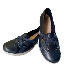 Clarks Navy Cheyn Creek Slip On Comfort Loafer Flats Size 11
